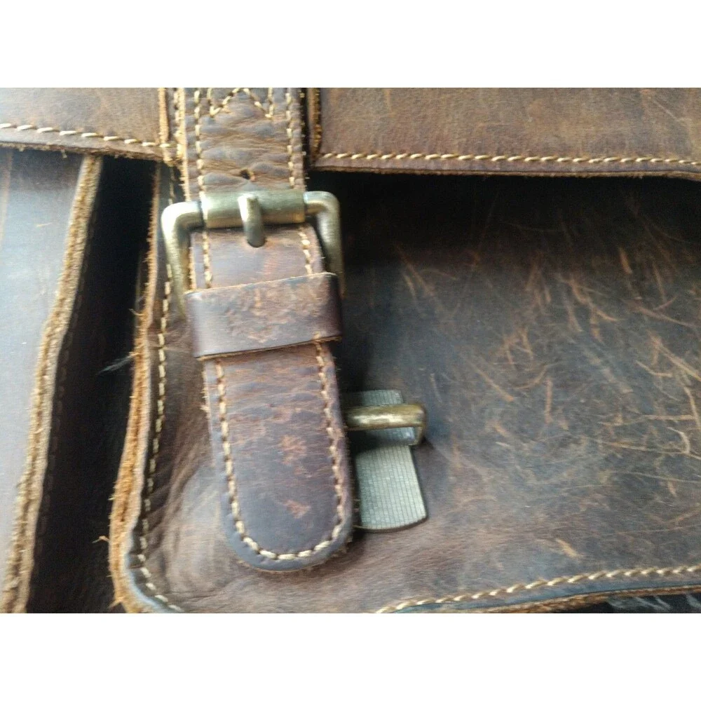 Vintage Kattee Leather Briefcase Messenger Bag Brown Fits 15 Inch Laptop